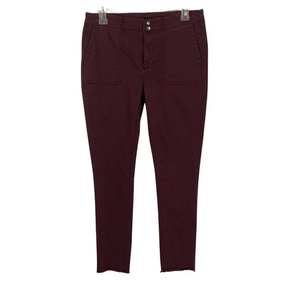 Tinsel Women’s Jeans Burgundy Size 28 (28 x 26) Rough Hem Mid Rise Straight Leg - Picture 1 of 11